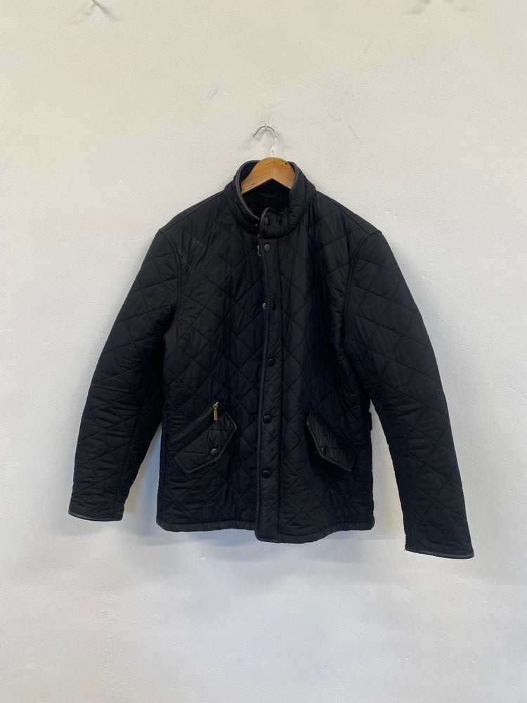 Fabulous Barbour Powell Quilted jacket fleece lined  UkM Black SS002