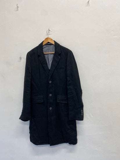 Fabulous Jigsaw Trench Coat UK M Black city vibe linen SS002