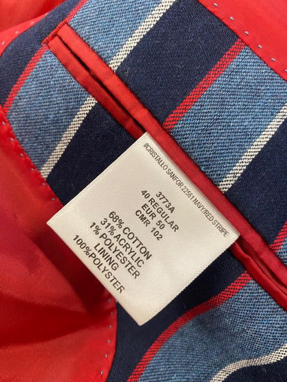 Fabulous Brook Tavener striped traditional Blazer 40R Blue with red & white stripes SS002