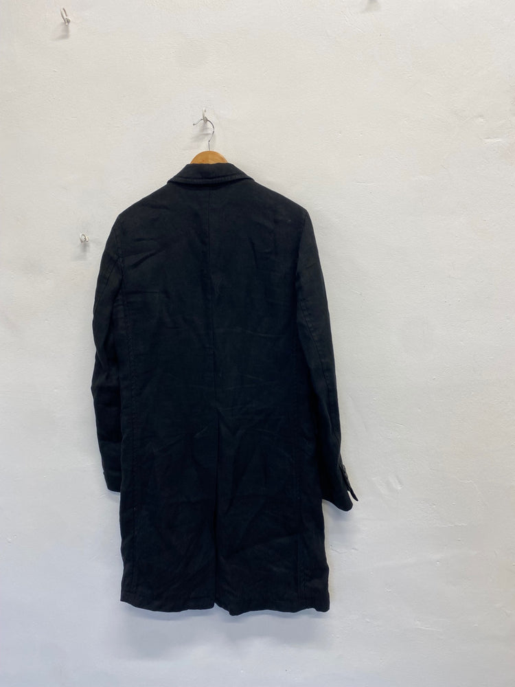 Fabulous Jigsaw Trench Coat UK M Black city vibe linen SS002