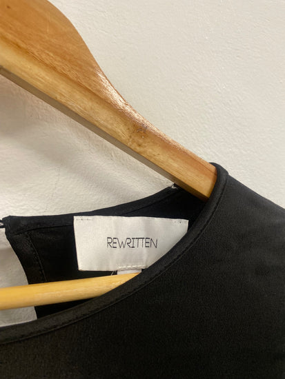 Fabulous Rewritten Satin elegant Dolly Dress feather cuffs UK14 Black SS002