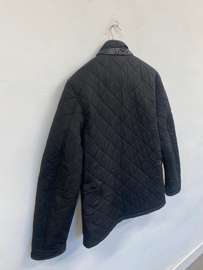 Fabulous Barbour Powell Quilted jacket fleece lined  UkM Black SS002