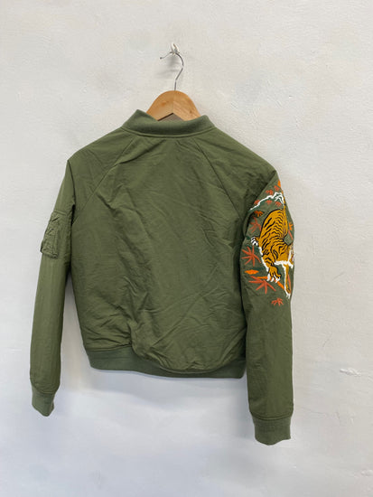 Fabulous Superdry Military Bomber Jacket tiger UK 8 Khaki SS002