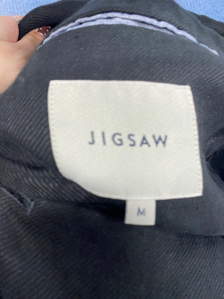 Fabulous Jigsaw Trench Coat UK M Black city vibe linen SS002