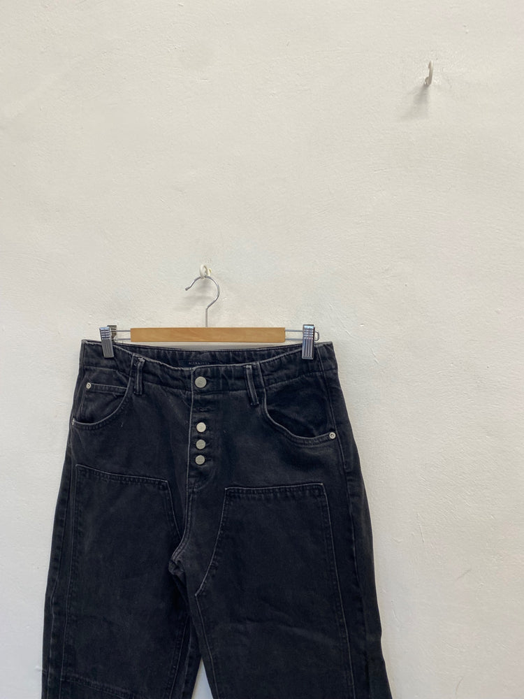 Fabulous All Saints Tay carpenter Wide leg jeans W28" Black SS002