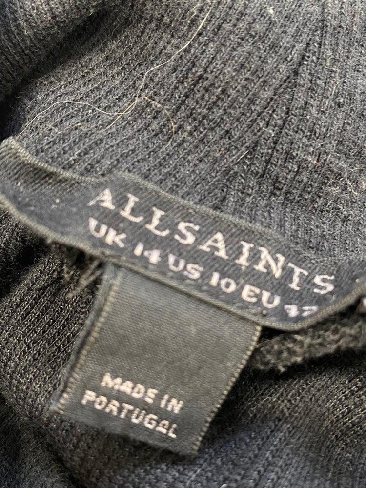 Fabulous AllSaints Kiki sleeveless Maxi Dress UK 14 Black ribbed SS002