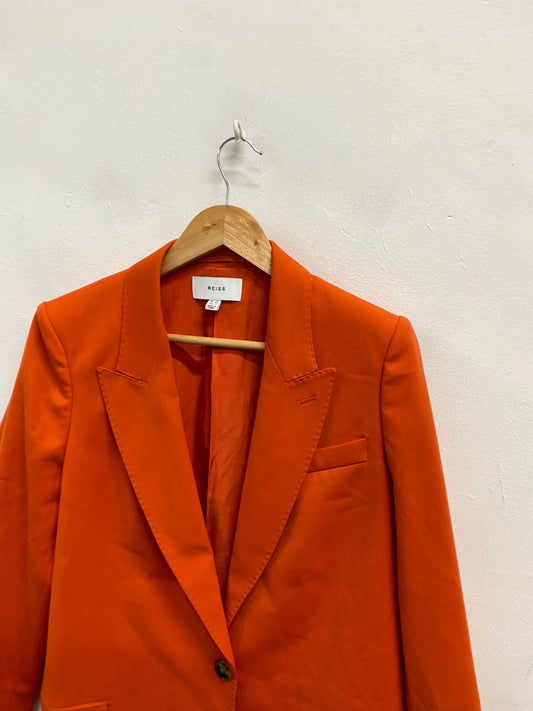 Fabulous Reiss Blazer UK 12 Orange Celia wool blend single breasted SS002