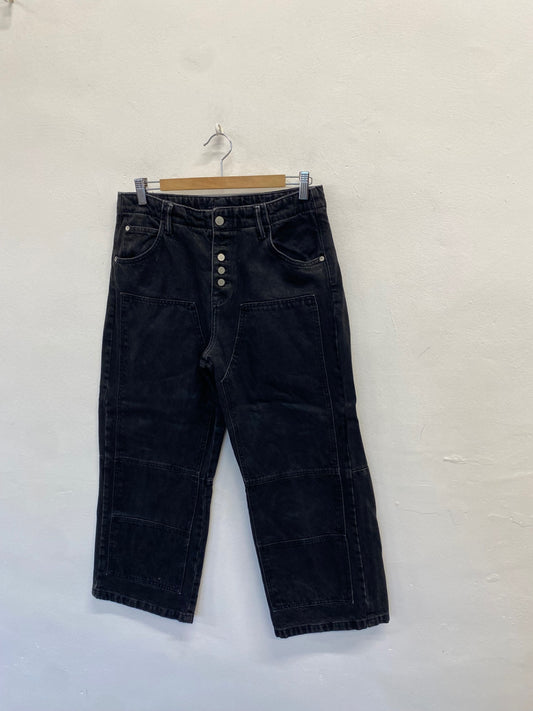 Fabulous All Saints Tay carpenter Wide leg jeans W28" Black SS002