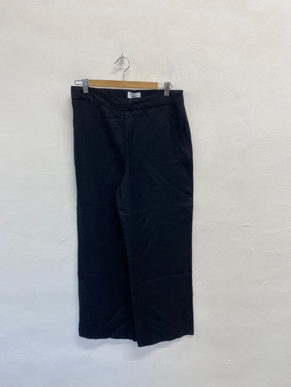 Fabulous & Other Stories Wide leg trousers linen blend UK 14 Black SS002
