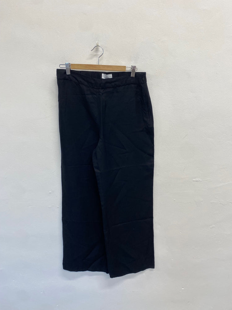 Fabulous & Other Stories Wide leg trousers linen blend UK 14 Black SS002