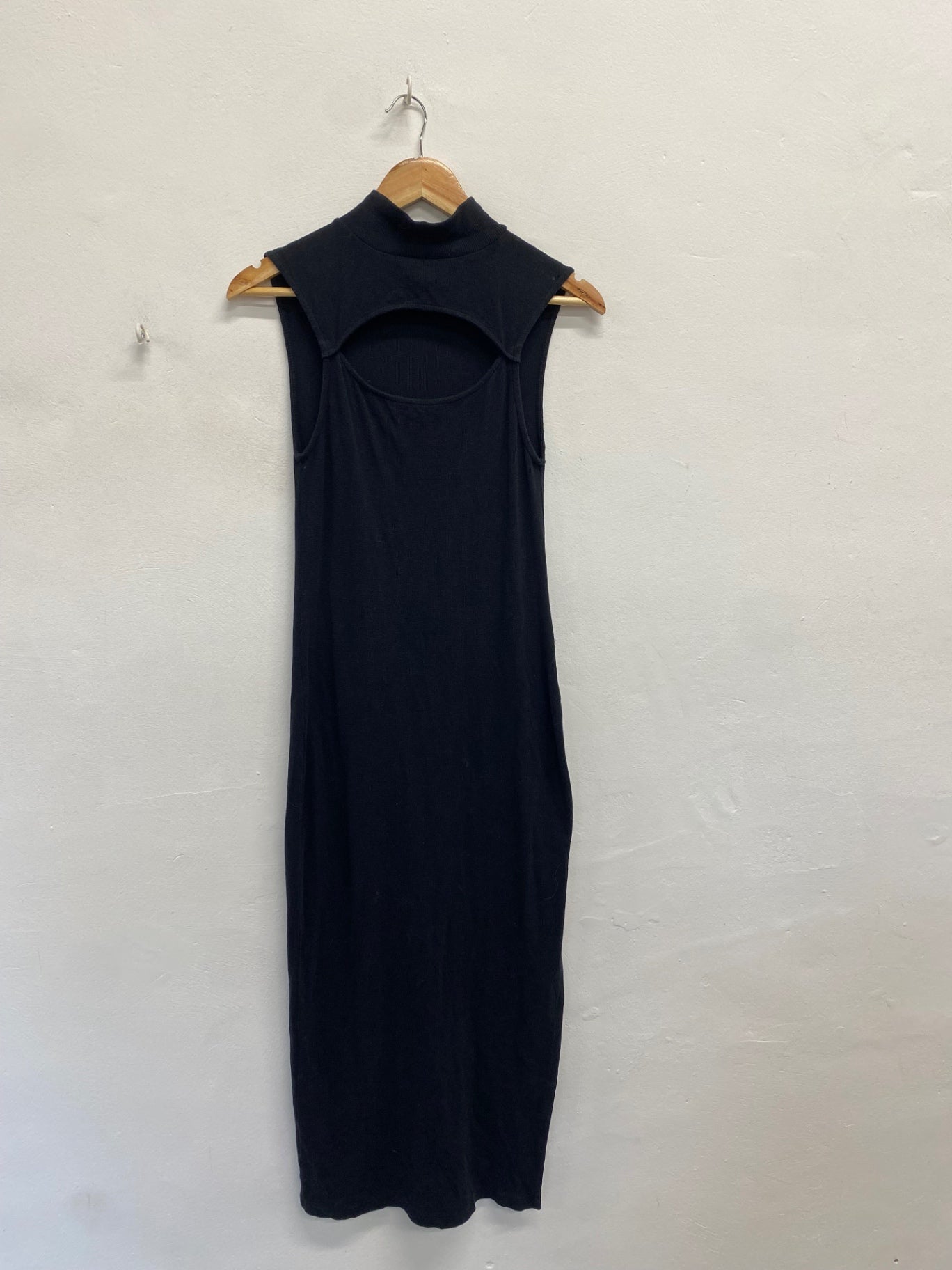 Fabulous AllSaints Kiki sleeveless Maxi Dress UK 14 Black ribbed SS002
