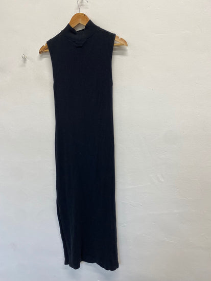 Fabulous AllSaints Kiki sleeveless Maxi Dress UK 14 Black ribbed SS002
