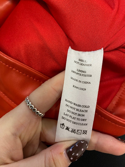 Fabulous Superdown faux leather Biker Jacket UK 12 Red black SS002