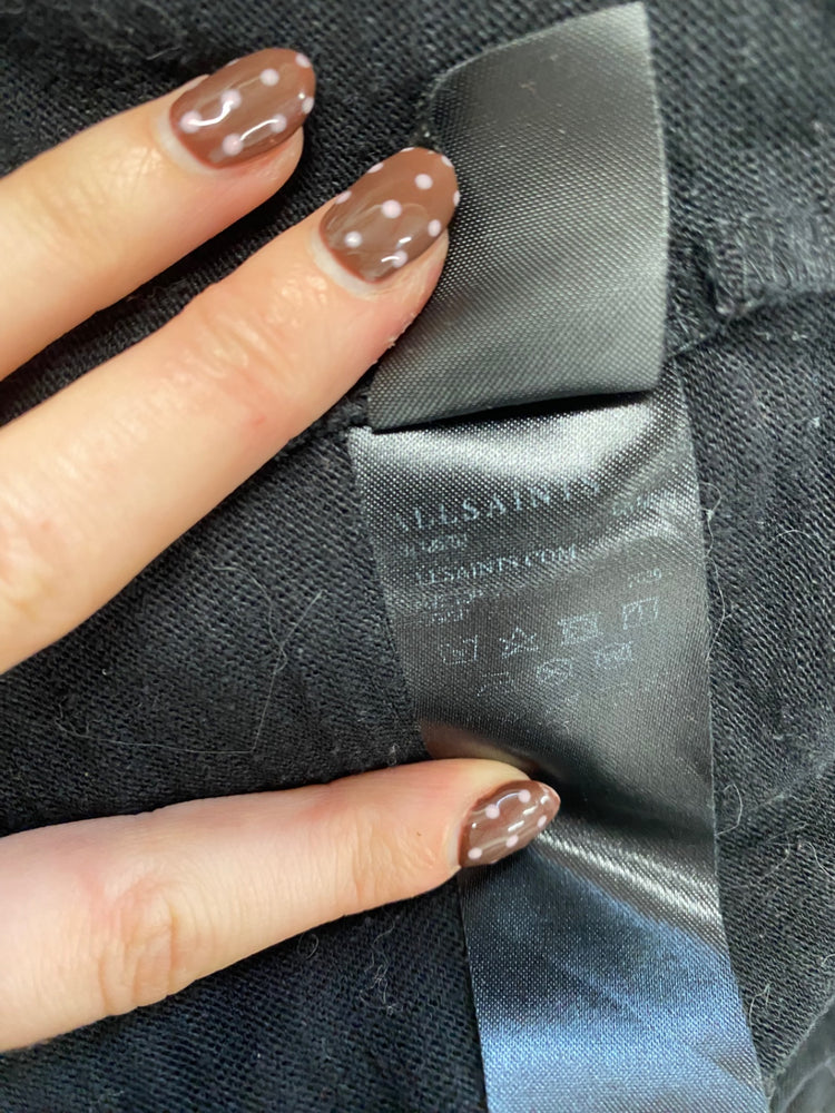 Fabulous All Saints Tunic top hi low cut out Uk 10 Black SS002