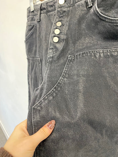 Fabulous All Saints Tay carpenter Wide leg jeans W28" Black SS002