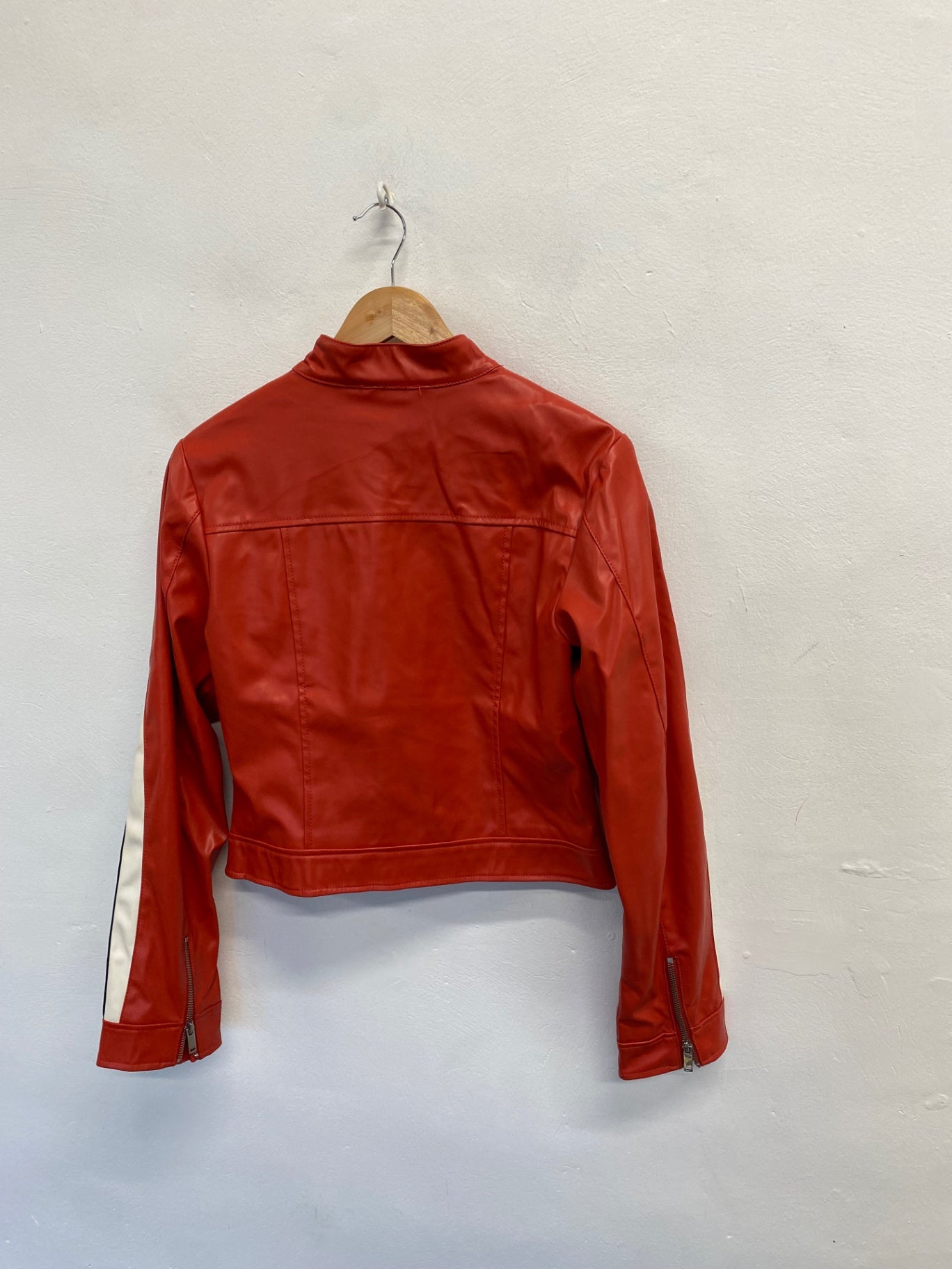 Fabulous Superdown faux leather Biker Jacket UK 12 Red black SS002