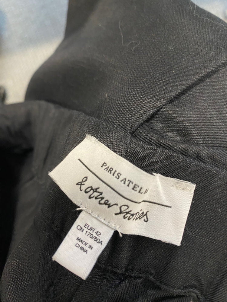 Fabulous & Other Stories Wide leg trousers linen blend UK 14 Black SS002