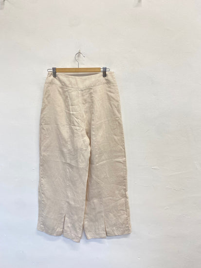 Fabulous Whistles Wide leg linen trousers UK 10 Beige SS002
