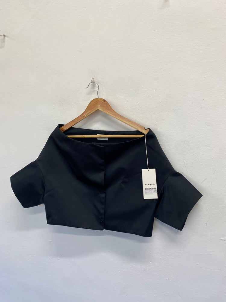 Fabulous Parosh Bolero UK 12 Black cropped formal classy SS002
