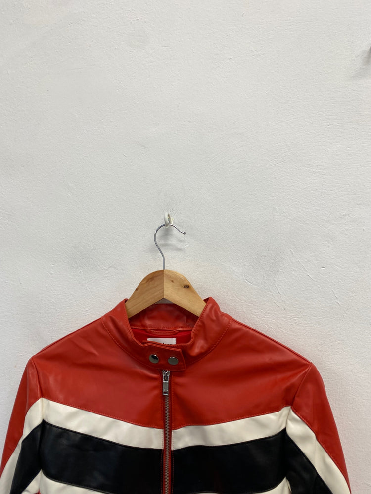 Fabulous Superdown faux leather Biker Jacket UK 12 Red black SS002