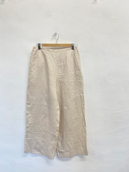 Fabulous Whistles Wide leg linen trousers UK 10 Beige SS002