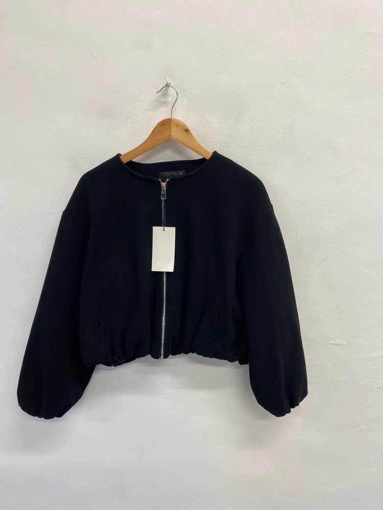 Fabulous Zara Bomber jacket UK 12 Black cosy SS002