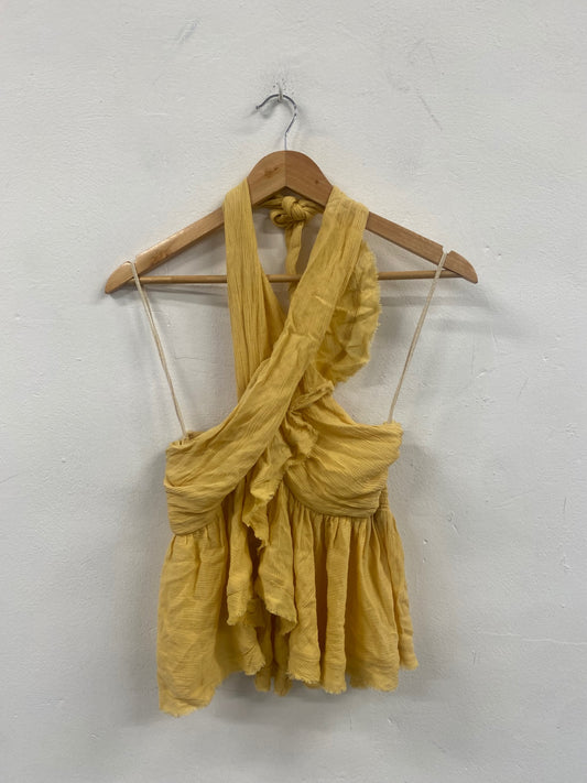 Fabulous Free People boho Crissy Cross Top UKS soft Yellow CP002