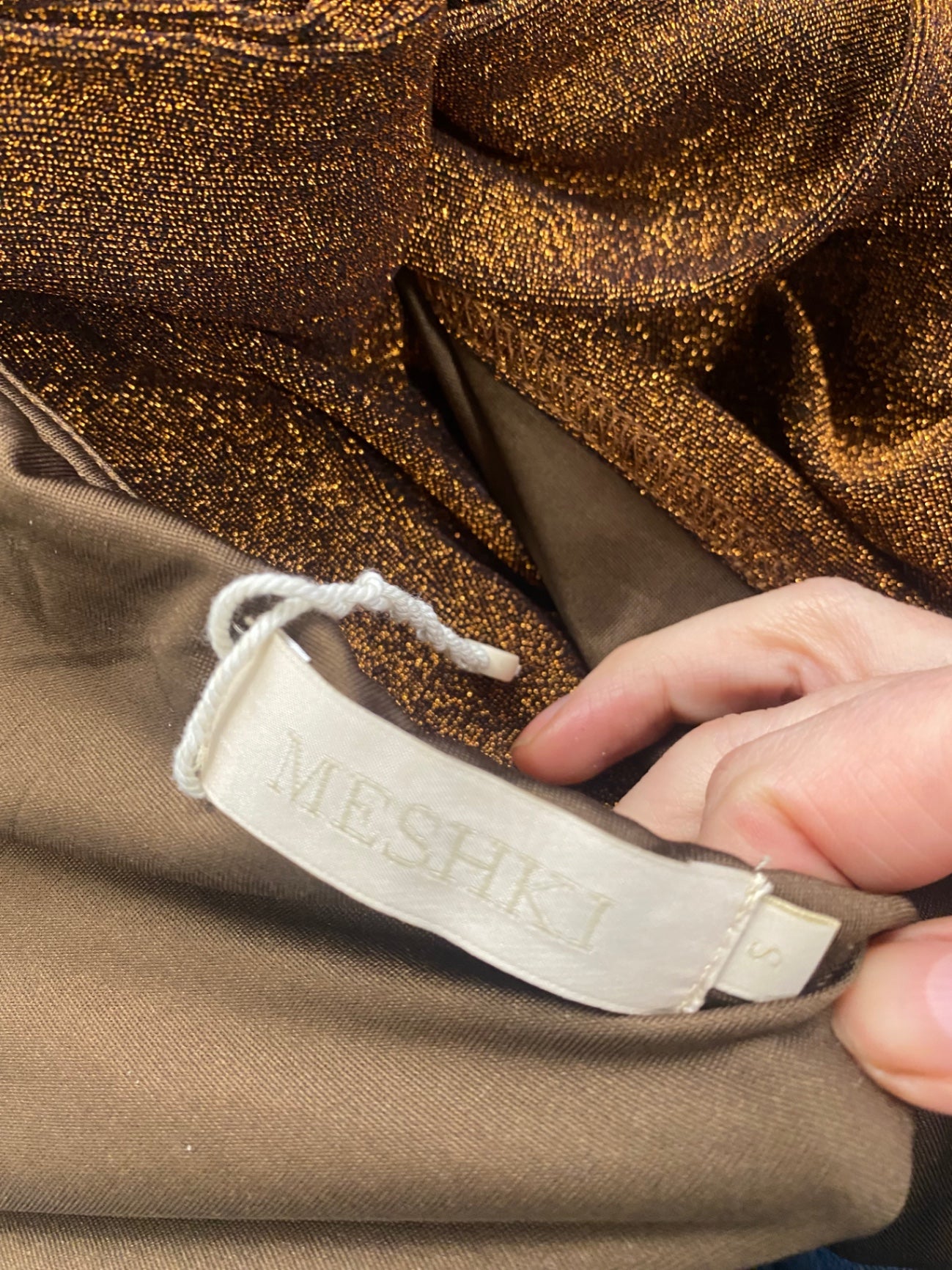 Fabulous Meshki cut out sexy Dress UKS Bronze Glitter Midaxi AM012