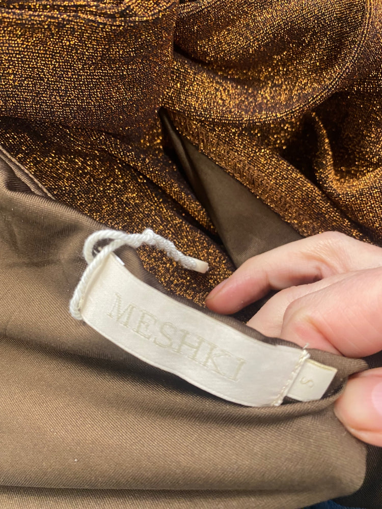 Fabulous Meshki cut out sexy Dress UKS Bronze Glitter Midaxi AM012