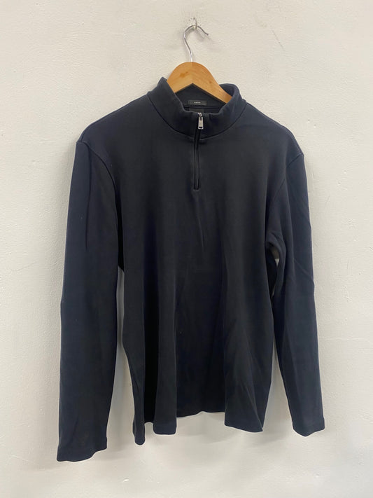 Fabulous Hugo Boss 1/4 Zip Top UkXL Black Pure Cotton CP002