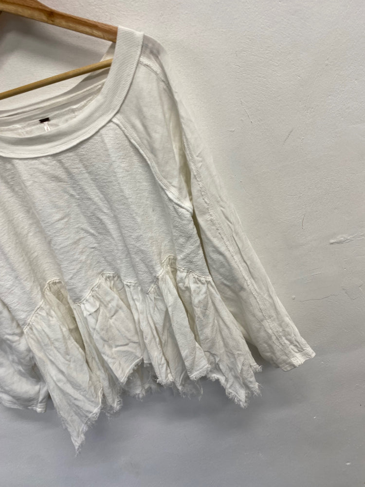 Fabulous Free people Tunic UK 6 White distressed hem CP002