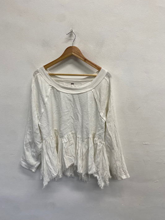 Fabulous Free people Tunic UK 6 White distressed hem CP002