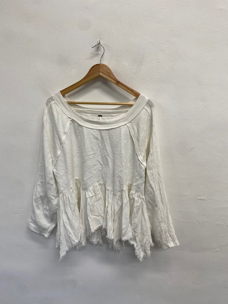 Fabulous Free people Tunic UK 6 White distressed hem CP002