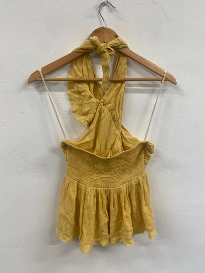 Fabulous Free People boho Crissy Cross Top UKS soft Yellow CP002