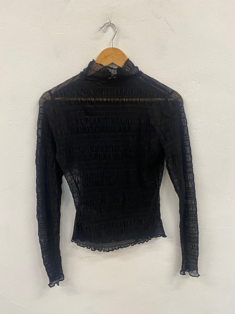 Fabulous Pilcro gypsy sheer mesh Top UKS Black CP002