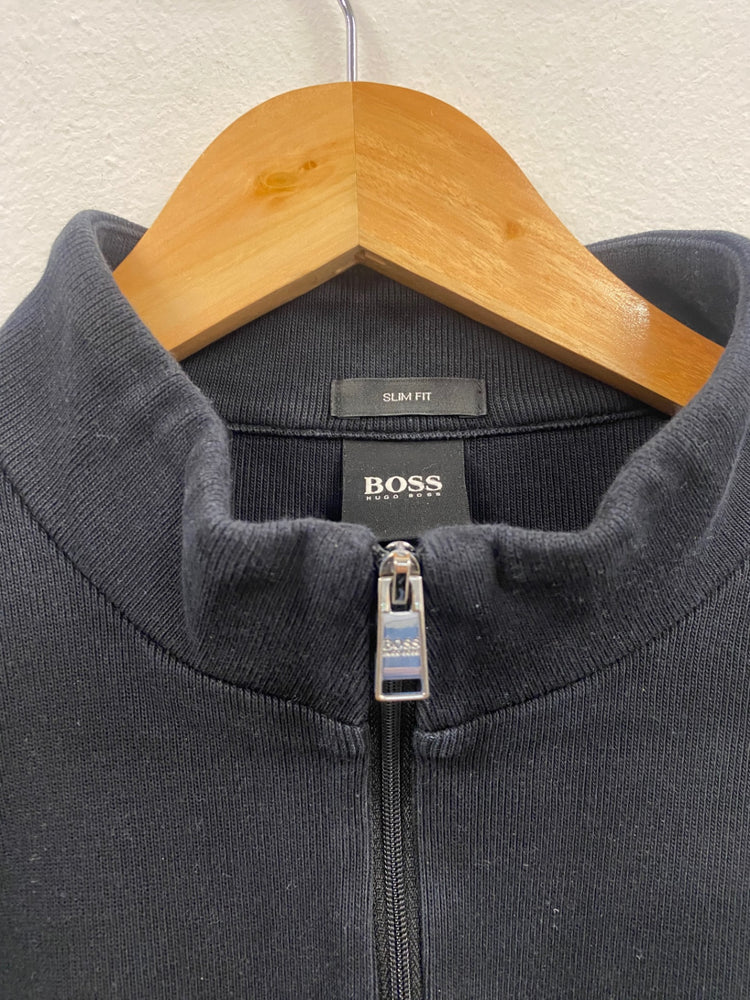 Fabulous Hugo Boss 1/4 Zip Top UkXL Black Pure Cotton CP002