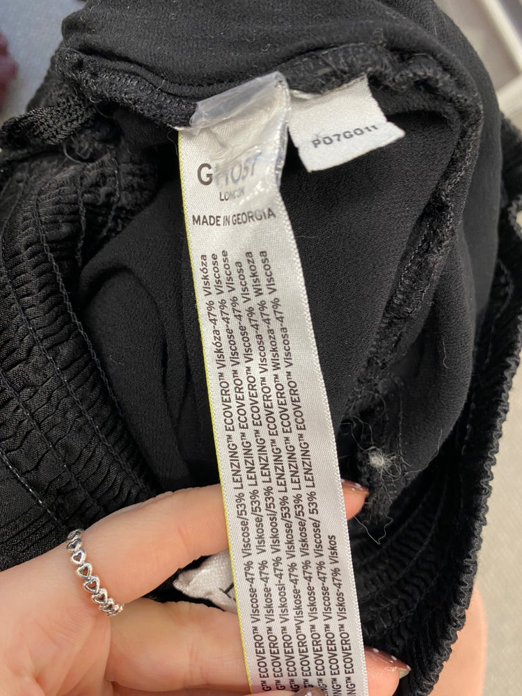 Fabulous Ghost london Wide leg trousers UK 10 Black satin look SS002