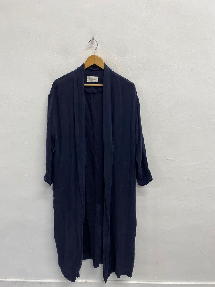 Fabulous American vintage longline Kimono UK 8 Navy Blue SS002