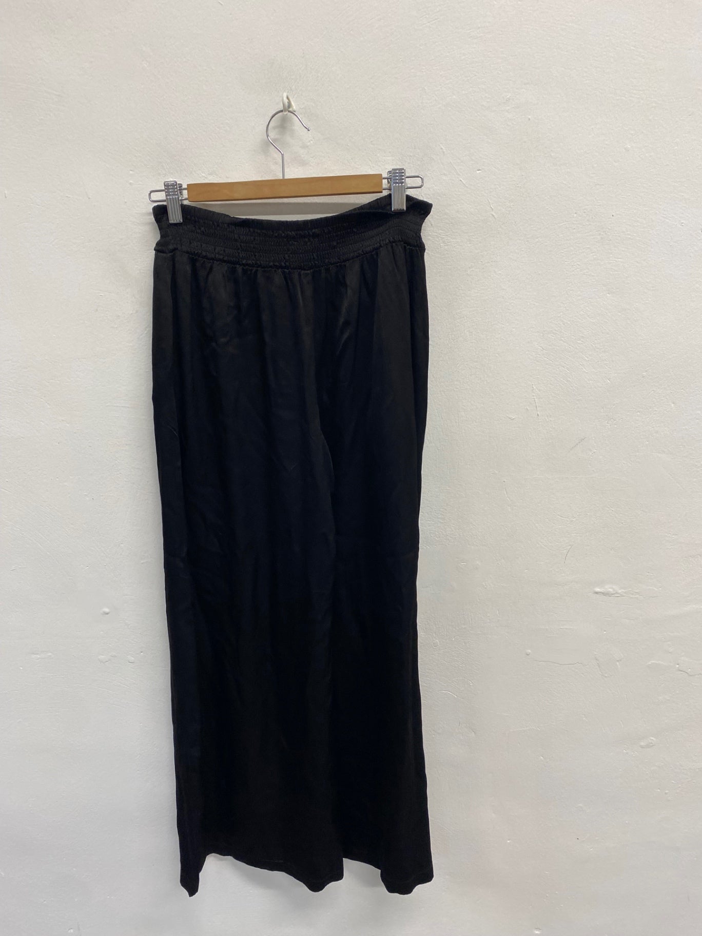 Fabulous Ghost london Wide leg trousers UK 10 Black satin look SS002
