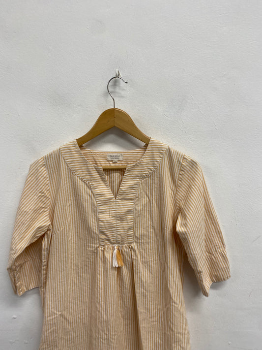 Fabulous NoLoGo midi Dress UK 8 Peach striped MW492 