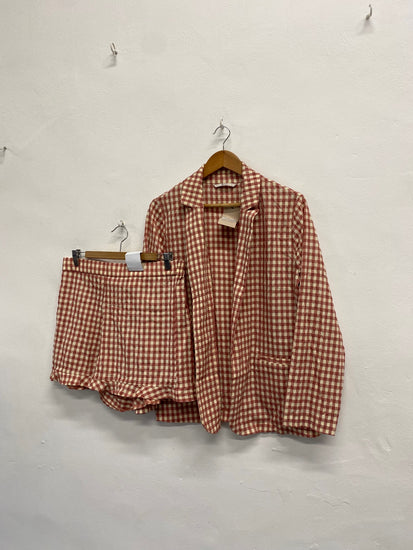 Fabulous TU Suit Set UK 14 Red cream gingham blazer shorts #5 FQ501