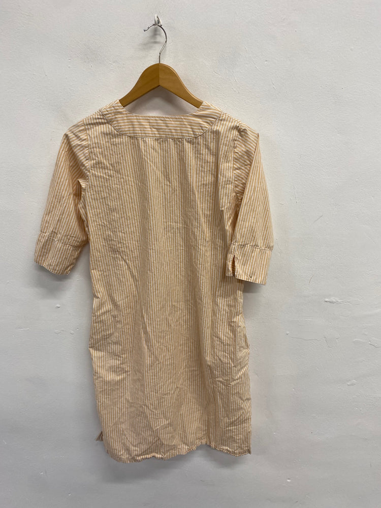 Fabulous NoLoGo midi Dress UK 8 Peach striped MW492 