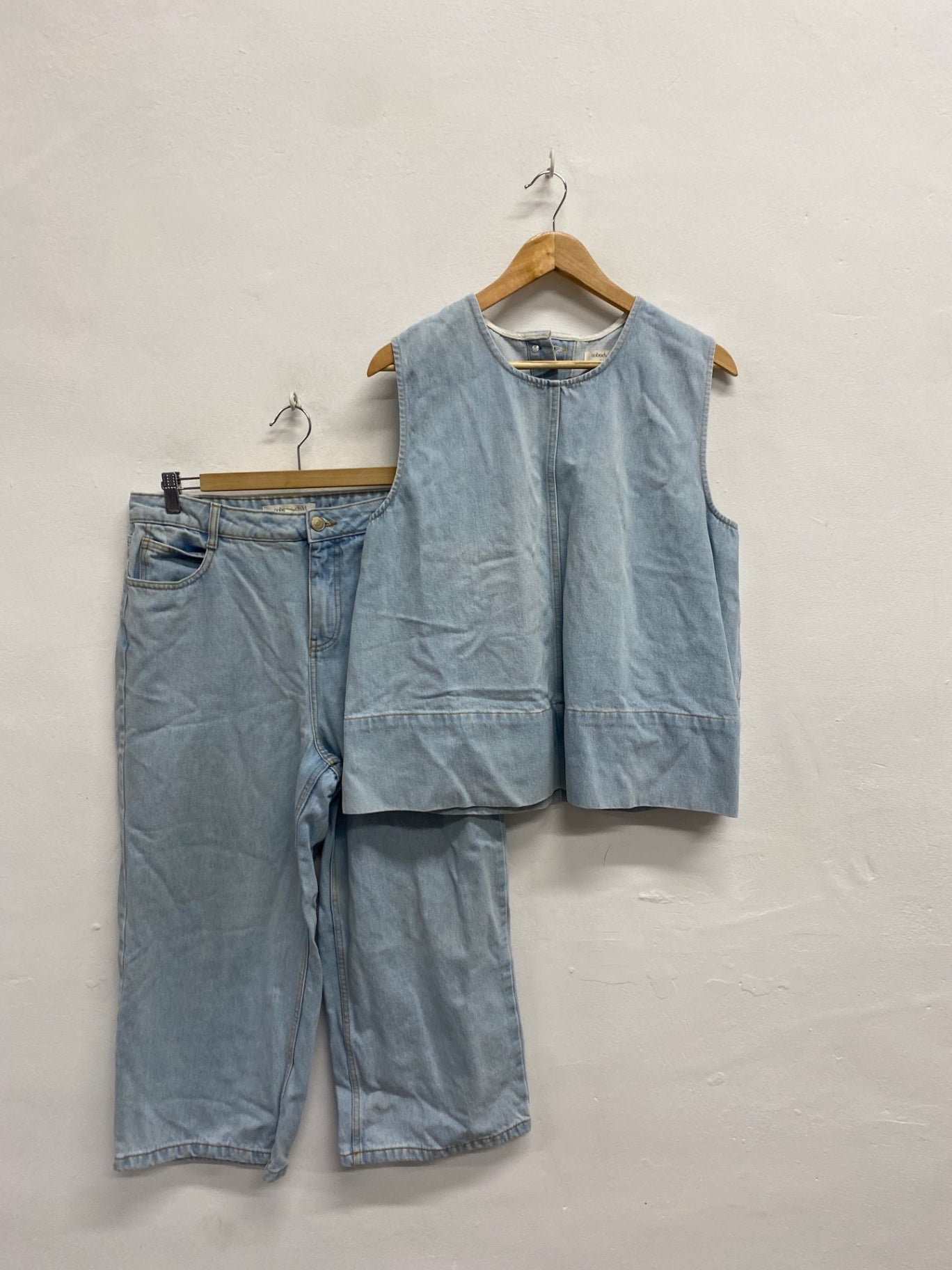 Fabulous Nobody’s Child denim Two-piece set UK 14-16 Light blue jeans top #700 LG276
