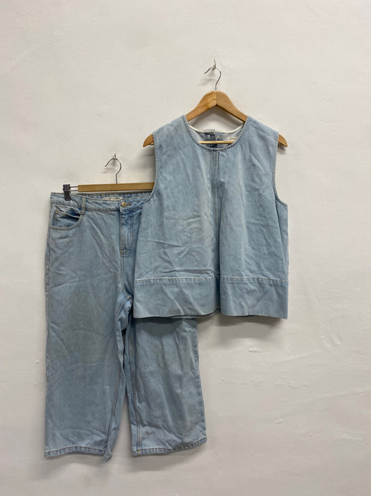 Fabulous Nobody’s Child denim Two-piece set UK 14-16 Light blue jeans top #700 LG276