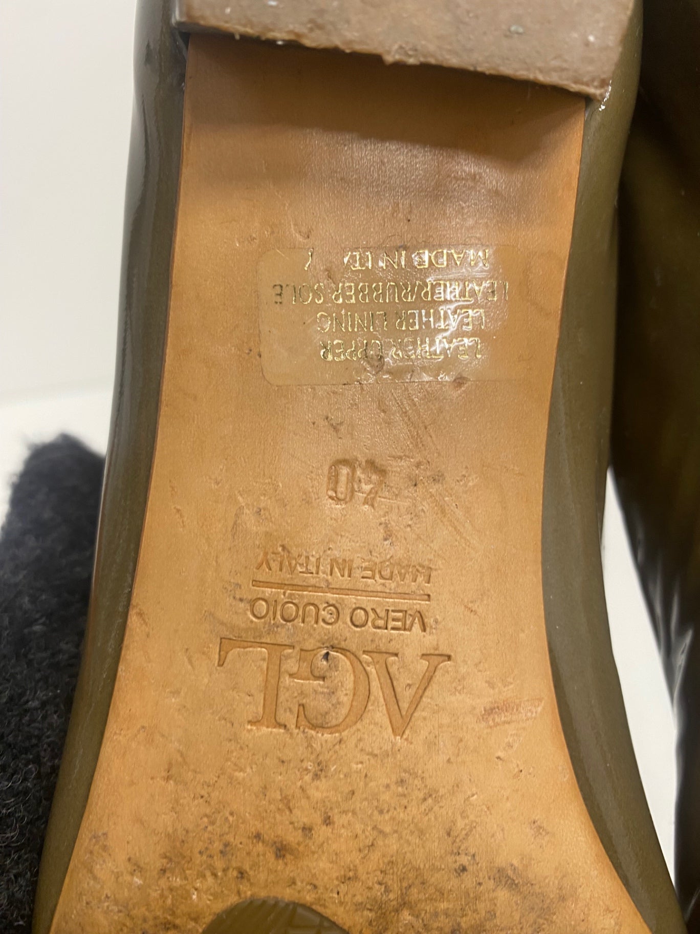 Fabulous AGL patent leather Ballet Flats Uk7 Olive Green LG276