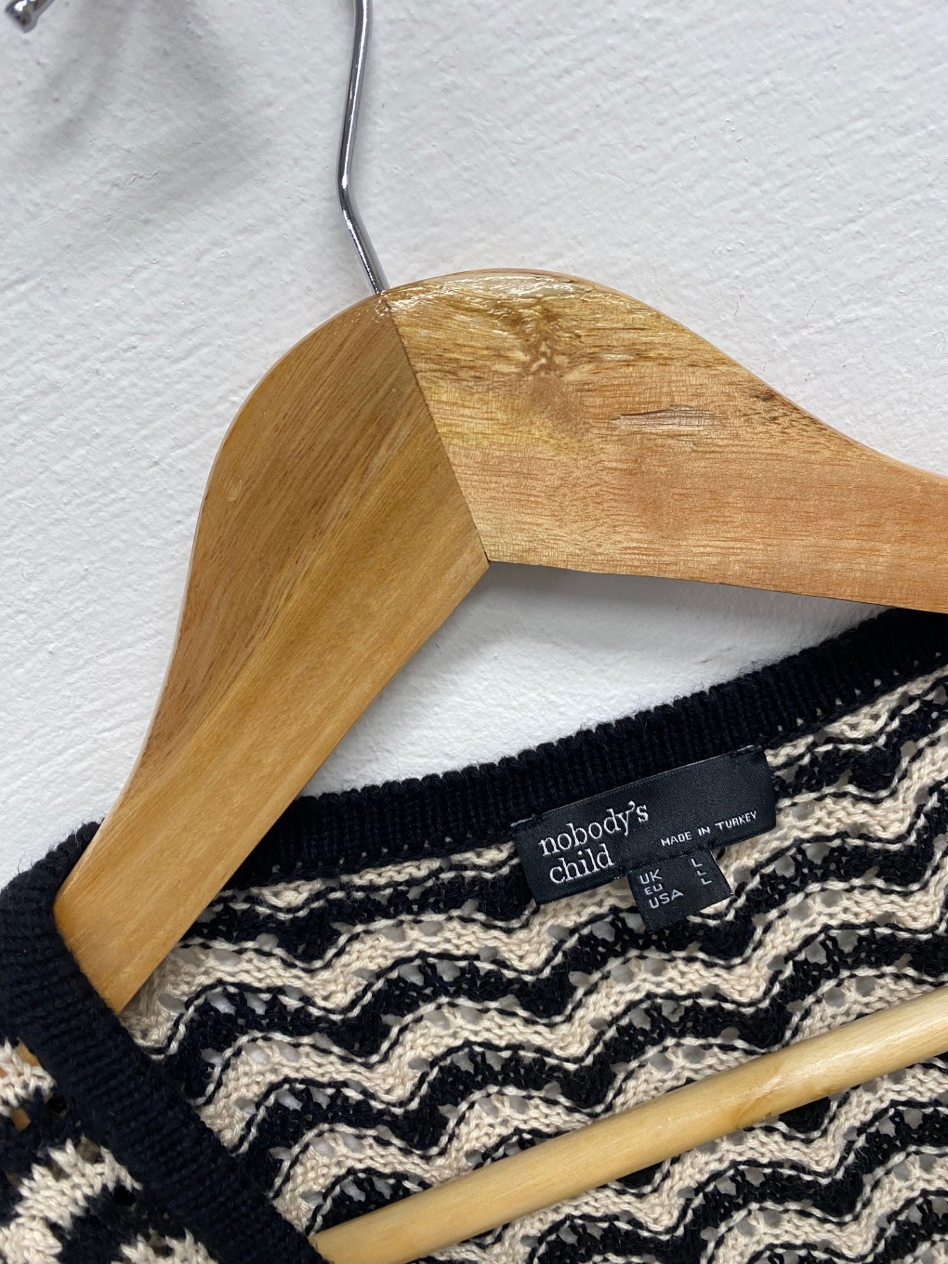 Fabulous Nobody’s Child crochet Midiaxi Dress UK 12 Black and beige LG276