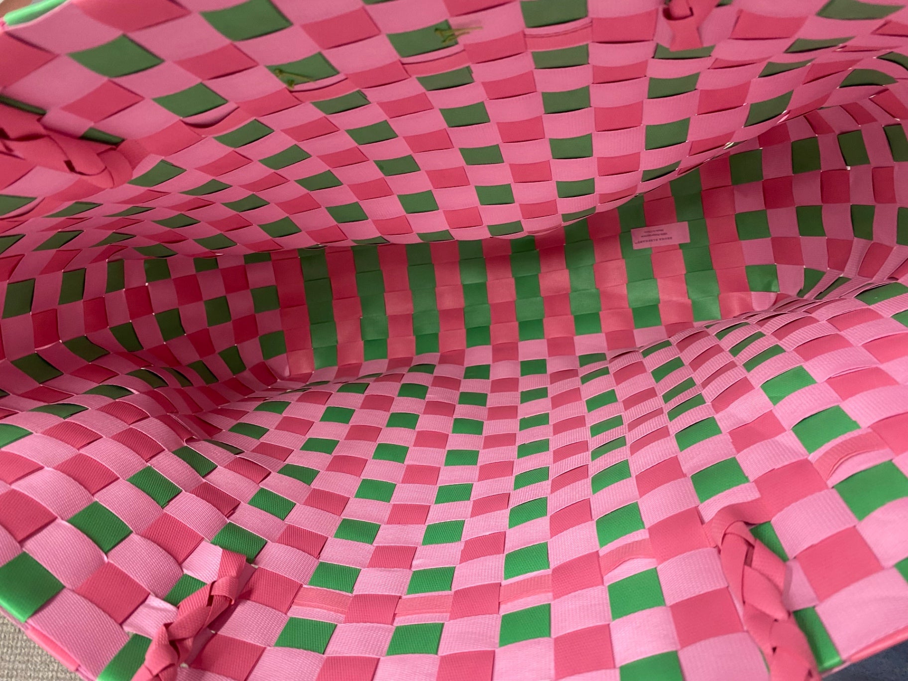 Fabulous Drunk Elephant Woven Tote Bag One Size Pink & Green LG276