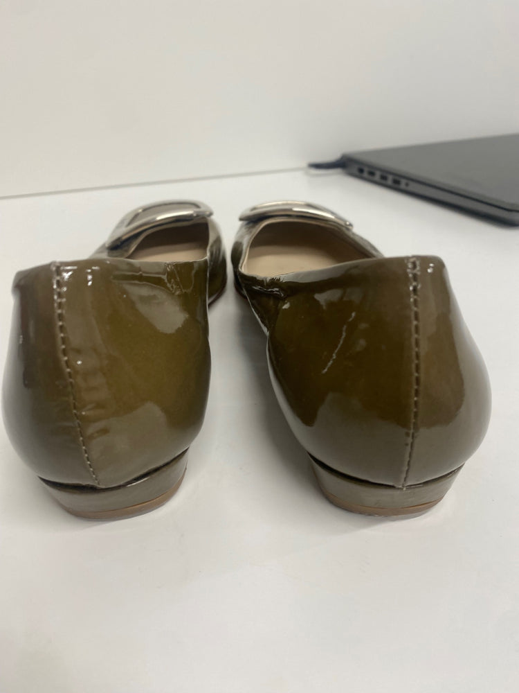 Fabulous AGL patent leather Ballet Flats Uk7 Olive Green LG276