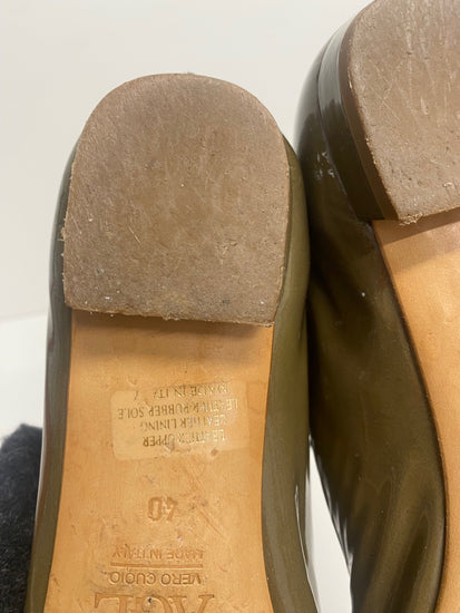 Fabulous AGL patent leather Ballet Flats Uk7 Olive Green LG276