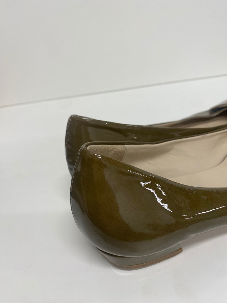 Fabulous AGL patent leather Ballet Flats Uk7 Olive Green LG276